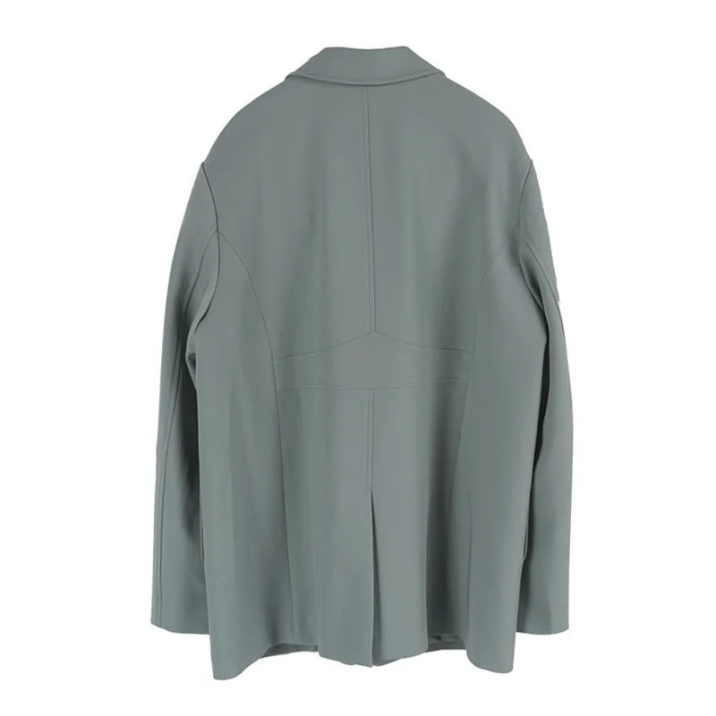 

LANMREM Women Single-breasted Pockets Blazer New Lapel Long Sleeve Loose Fit Jacket Fashion Tide Spring Autumn 2021 2F0020