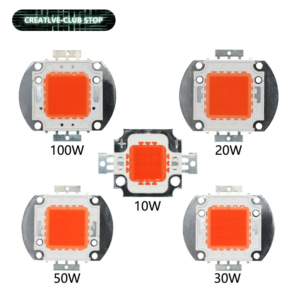 

LED Plant Grow High Power LED Chip Full Spectrum Grow 380-840NM DC12 10W and DC30-32V 20W 30W 50W 100W DIY Light Plant Lamp Bead