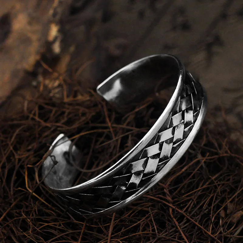 Тяжелый твердый мужской Браслет из чистого серебра 925 пробы Браслет-манжета |