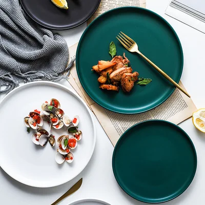 

Ins скандинавские столовые приборы креативный 8-дюймовый керамический матовой глазурью домашний поднос Западная еда тарелка для салата таре...