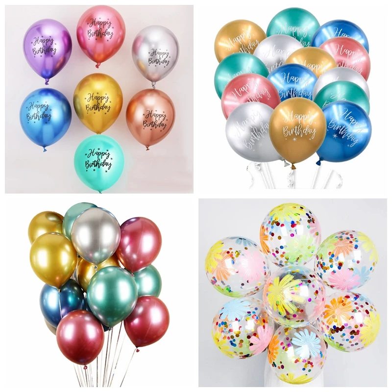 

12 Inches Balloons Balloon Birthday Happy Birthday Balloons Decoration Balloon For Christmas Party Helium Latex Ballons 10pcs