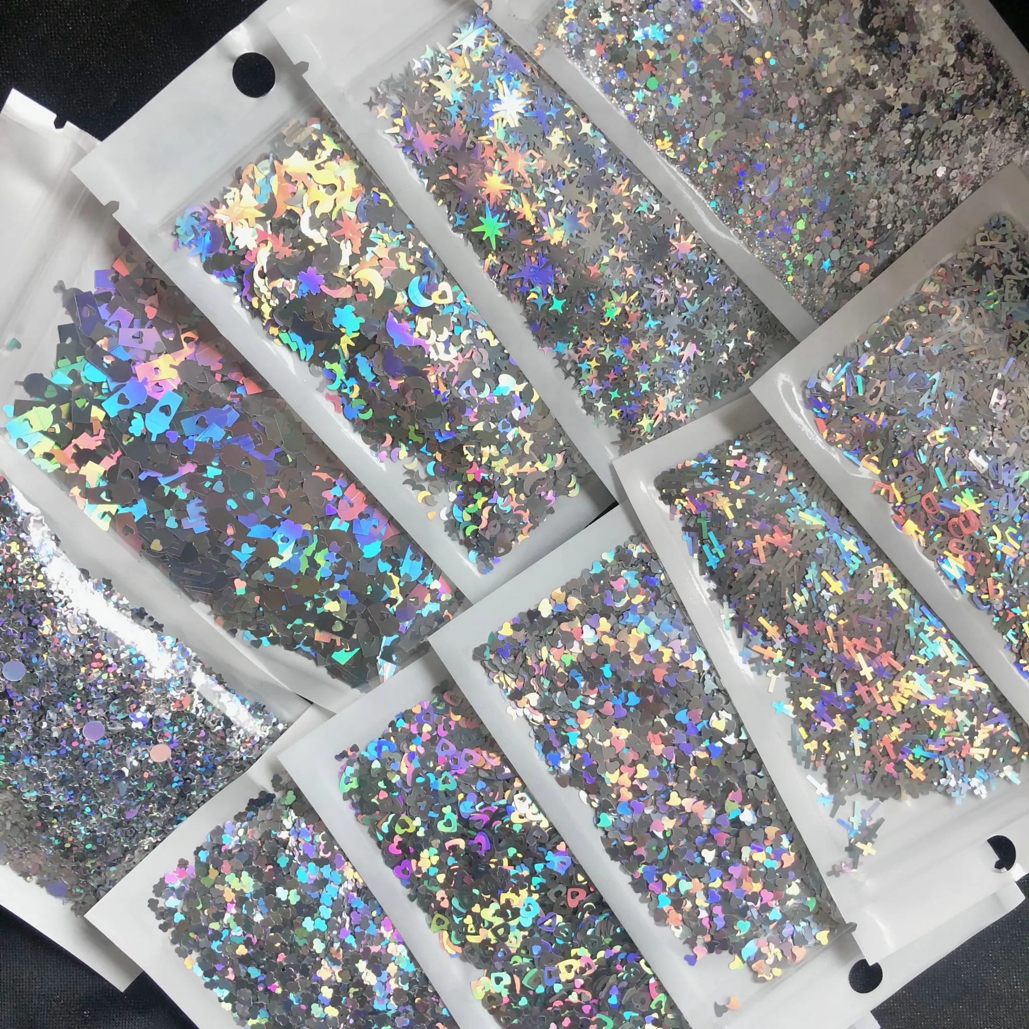 

Assorted Laser Silver Glitter Flakes Nail Art DIY Resin Mold Sequins Stuff Decor Phone Case Shaker Fillings Sparkle Paillett