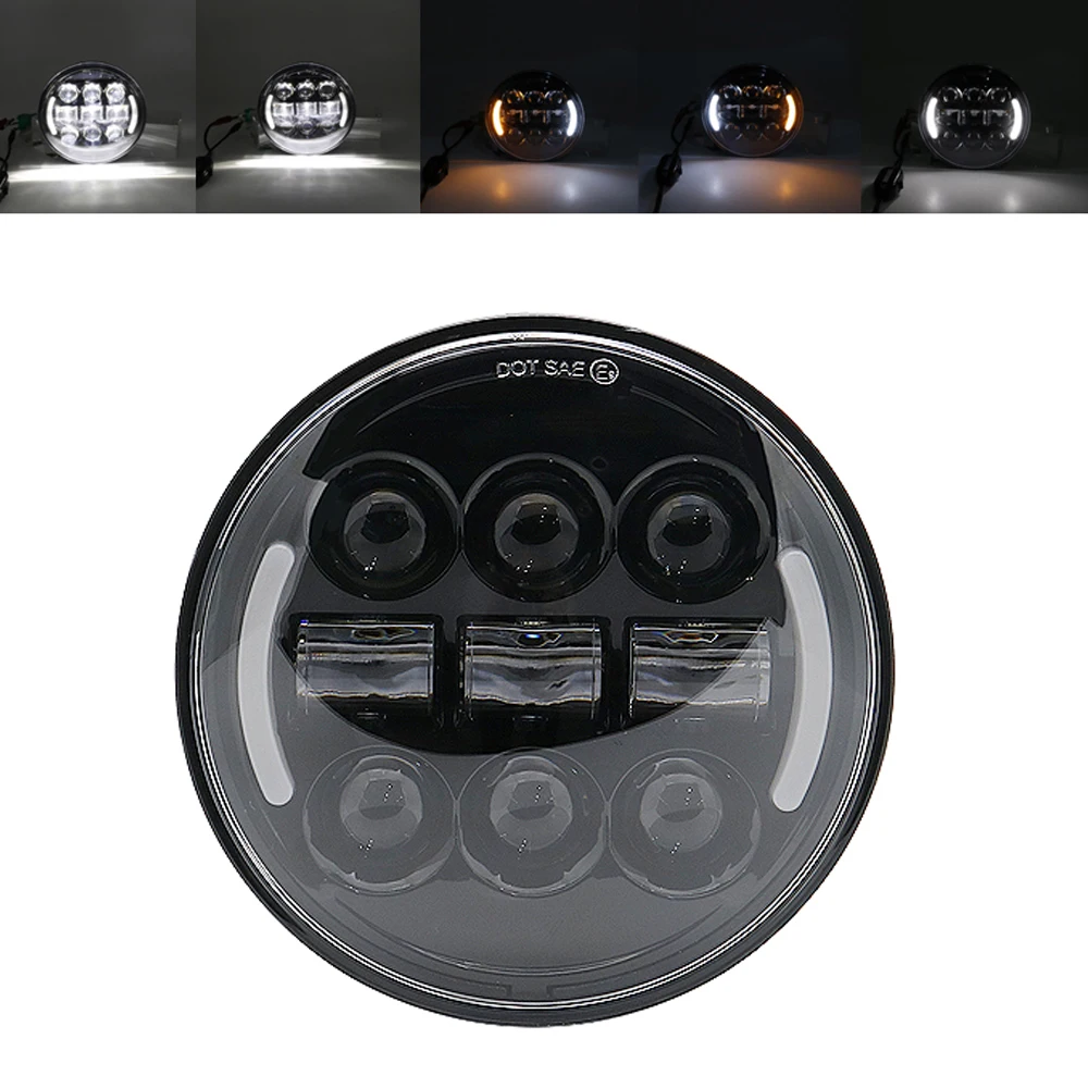 black side halo 5-3/" 5,75 дюймов мотоцикл мото светодиодный проектор полный Halo фара для 5,75 дюймов мотоцикл - Цвет: black side halo