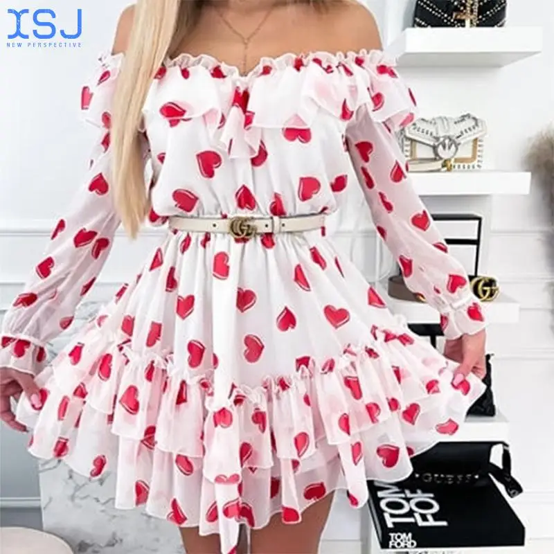 

Women's Flower Wrap Dress Off Shoulder Flared Off Shoulder Skirt Summer Skirt Mini Elegant Skirt