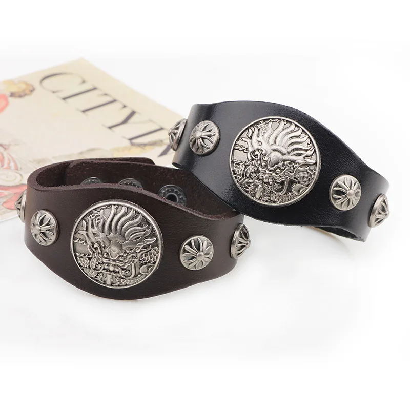 Уникальный Мужской готический браслет с драконом тотемным панк мотоциклист