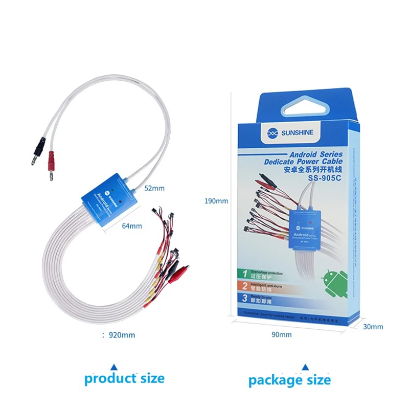

SUNSHINE SS-905C Android One Button Boot Control Line For Huawei Xiaomi Samsung Meizu OnePlus OPPO Anti-Burn Test Cable Power