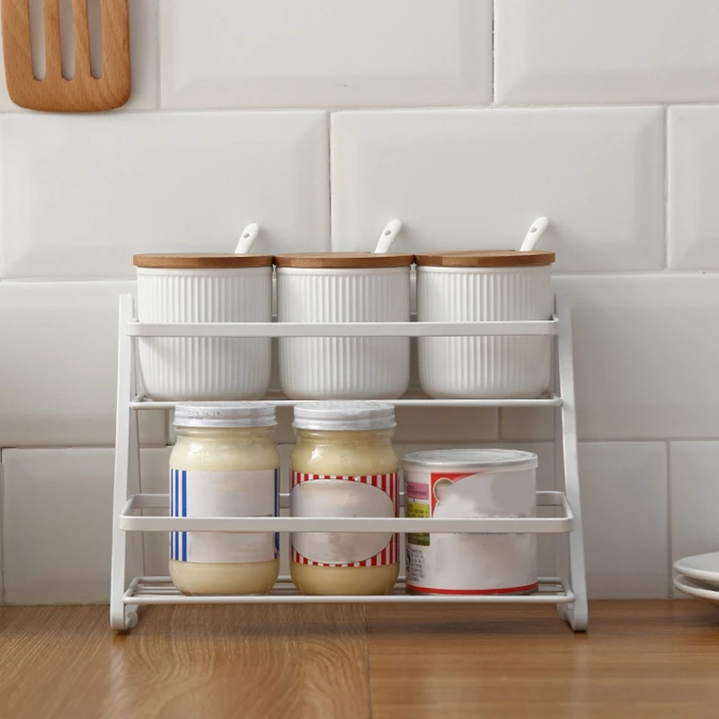 2 уровня столешницы специй шаг полка для Кухня кладовая Ванная комната кабинет записная книжка металл