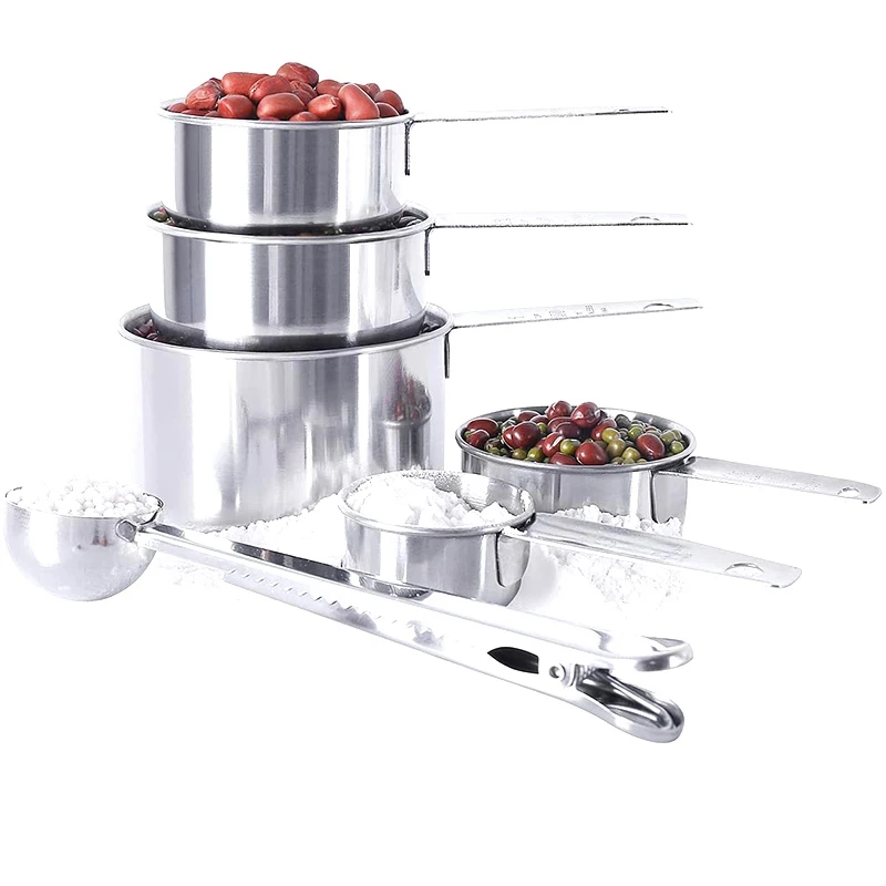 

Measuring Cup Set,5 Piece Stainless Steel Measuring Cups and 1 Coffee Scoop Clip,Metal Measuring Cups for Baking