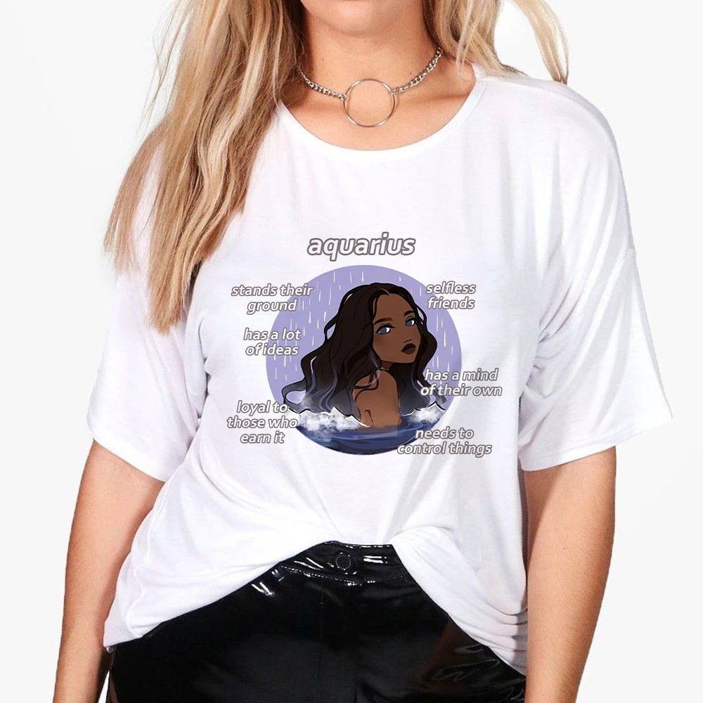 Водолей рубашки для женщин топ занятий йогой Футболка свободного кроя эстетику