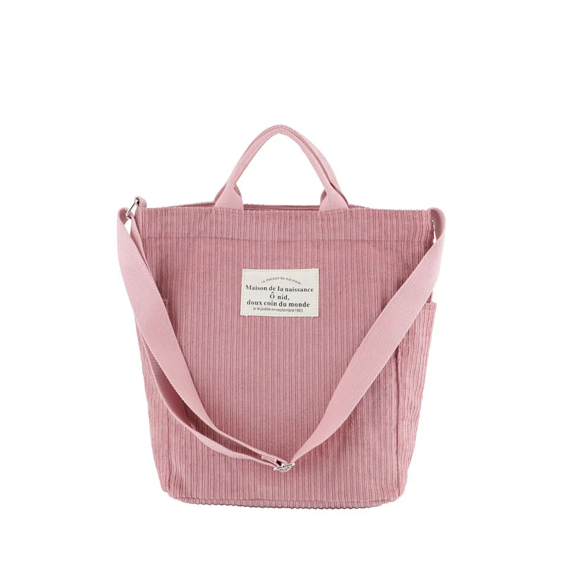 

Women Corduroy Shoulder Bag Large Capacity Cloth Handbag Tote Female Crossbody Messenger Bags Ladies Simple Canvas Zipper Purses