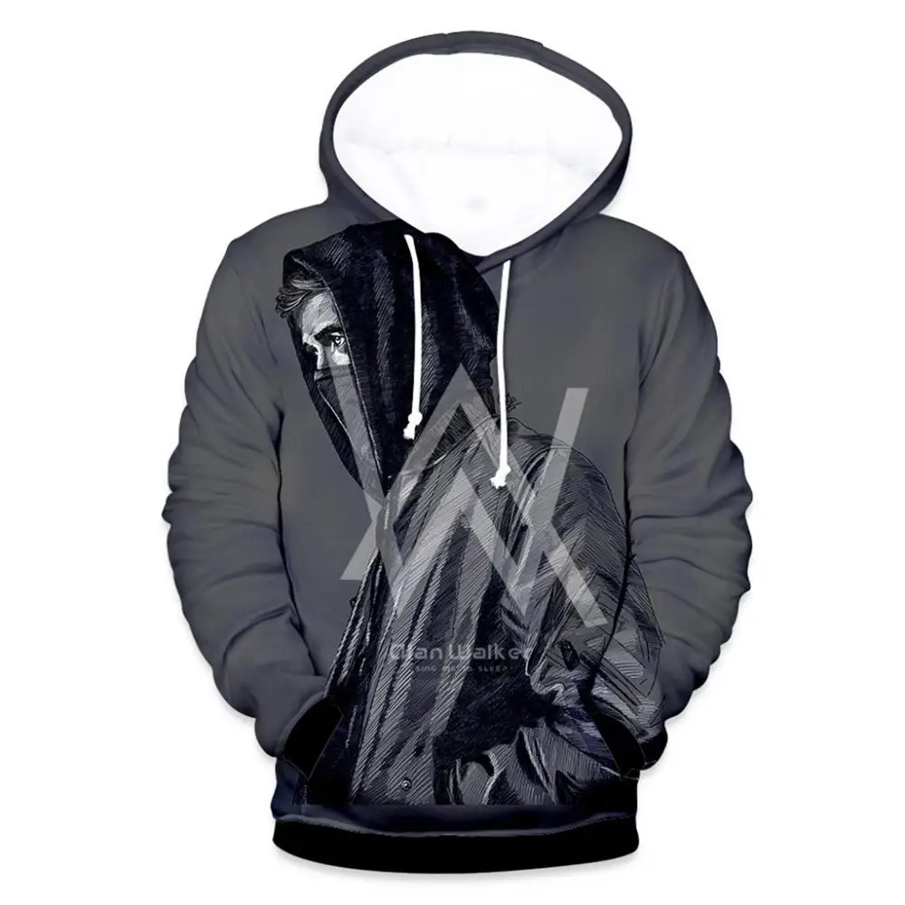Зимняя флисовая толстовка Alan Walker с выцветшим капюшоном, мужская толстовка с принтом в стиле хип-хоп рок-звезды, флисовая толстовка с капюшоном для мужчин - Цвет: WW0013HM