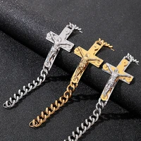 jesus classic bent cross bracelets for men titanium steel religious couple pendantsbracelet for women jewelry