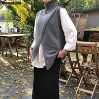 sweater women spring turtleneck knitted sweaters female fashion casual criss cross jumper 2020 korean style overlap sleeveless