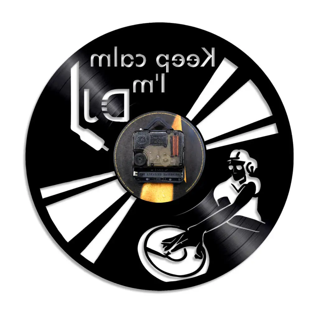 Прикольные настенные часы Keep Calm I'm DJ миксер для диджея проигрыватель виниловой