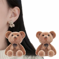 1 pair new funny plush small stud earrings cute bow bear statement dainty earring fashion jewelry
