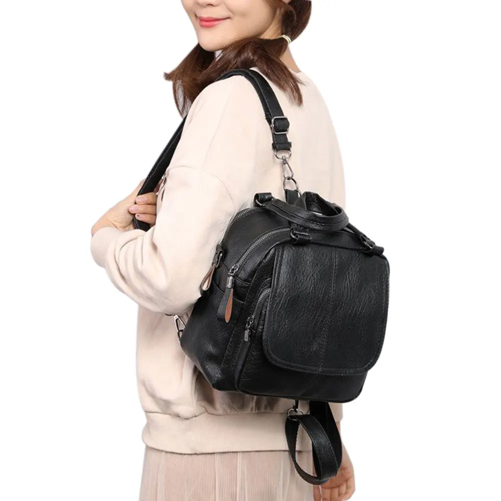 

Women Fashion PU Leather Zipper 3 in 1 Shoulder Bags Solid Color Backpacks Outdoor Casual Travel Crossbody Bags Handbags