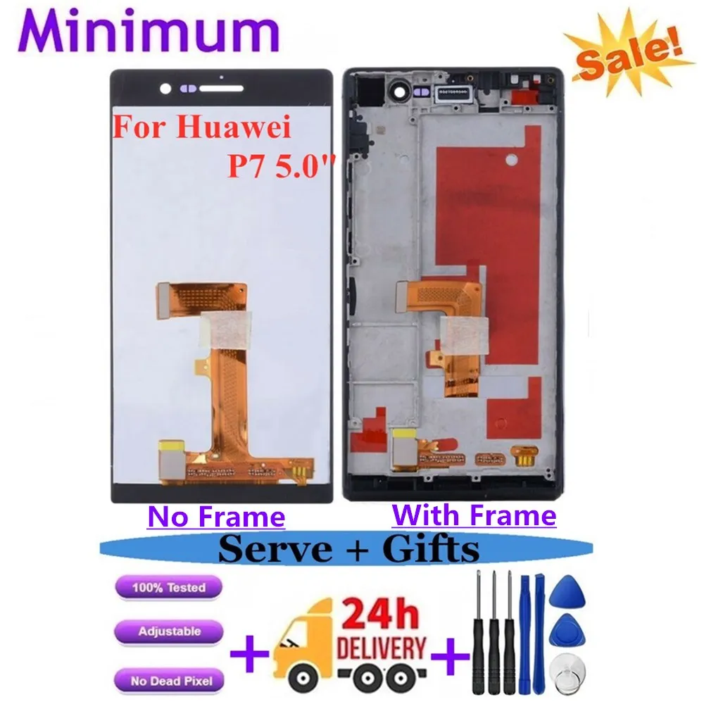 Для huawei Ascend P7 5," ЖК-дисплей кодирующий преобразователь сенсорного экрана в сборе с рамкой запасные части для huawei P7 lcd s