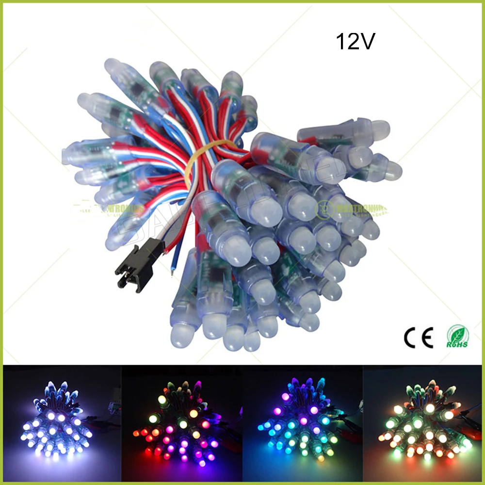 1000 шт. DC5V 12V WS2811 IC RGB светодиодный модуль String светильник 12 мм полный Цвет IP68