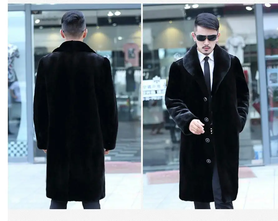 S/6Xl мужское зимнее осеннее меховое пальто, длинное повседневное Мужское пальто из искусственного меха, однобортное меховое пальто Casaco Pele Homem Cj68