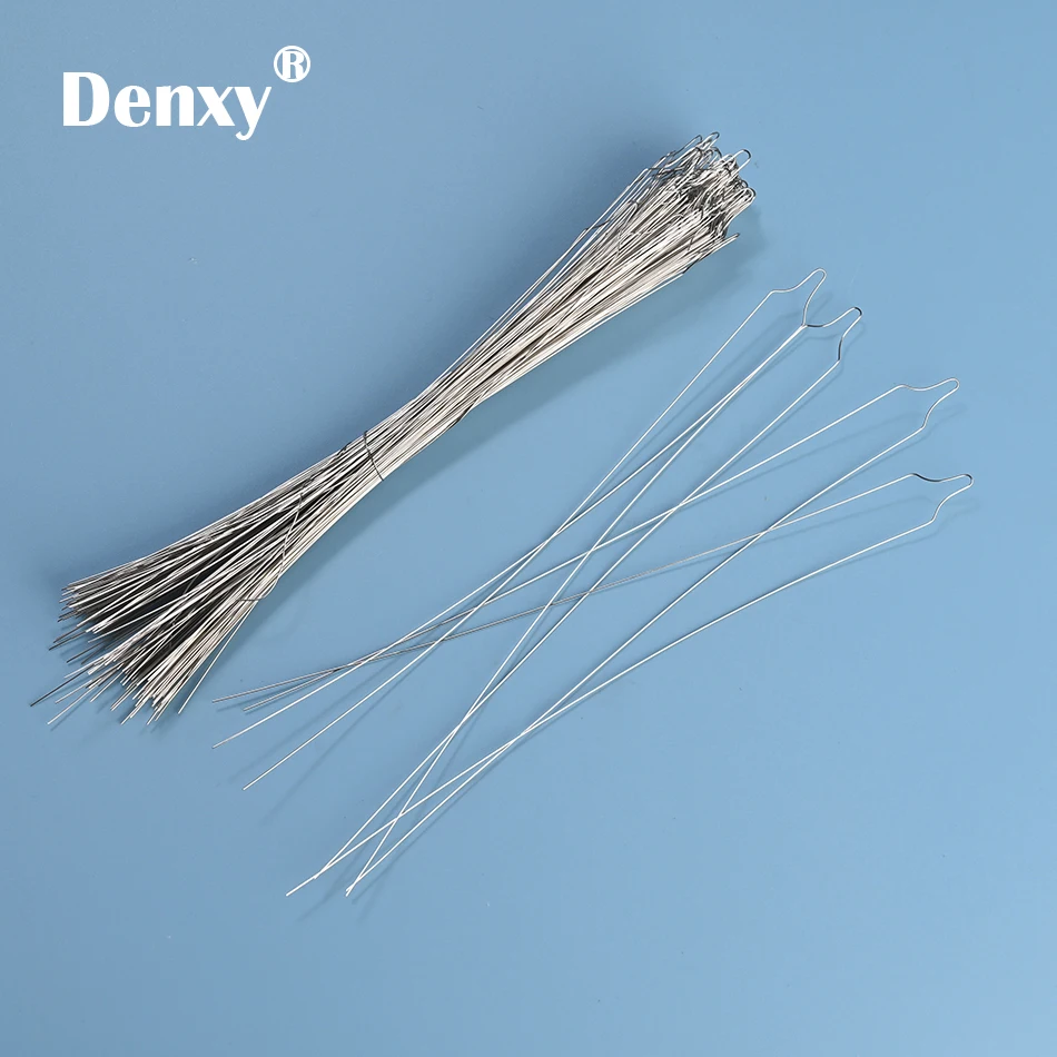 Denxy 500pc High Quality Long Type Metal Orthodontic Ligature Wire Orthodontic Bracket Kobayashi Preformed ligature tie Archwire