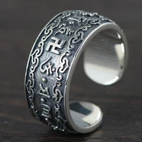 925 sterling silver vintage swastika luxury fine jewelry s925 signet wedding amulet god of war ring men rings gift for man