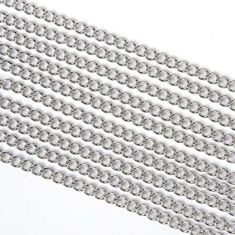 

1-5Meter Necklaces Curb Chain Bulk Stainless Steel Supplies Chains For Craft DIY Necklace Jewelry Making Findings Accessories