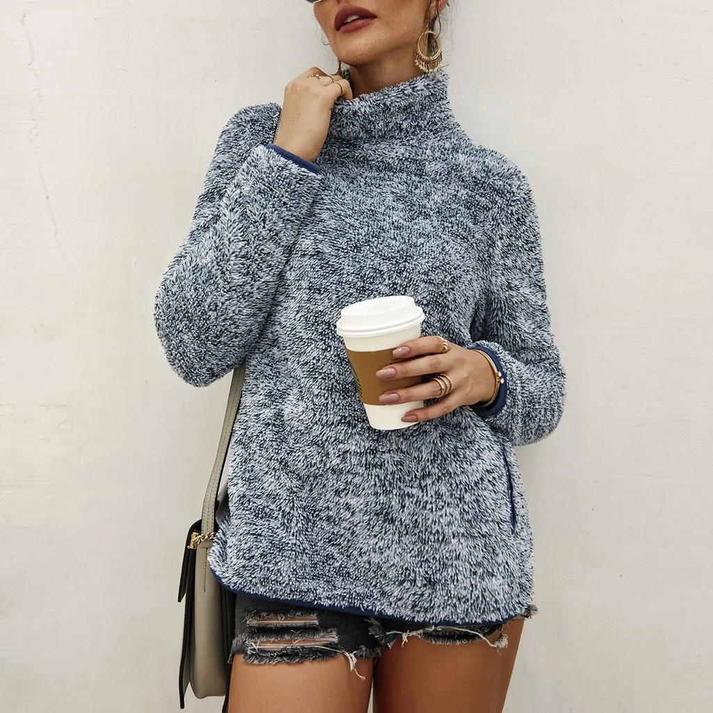 Свитер MISSOMO с воротником хомут женский свободный вязаный пуловер джемпер зимний