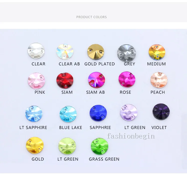 48p 12 мм Ассорти Стекло Камень Круглый Rivoli пришить на плоской подошве с украшением