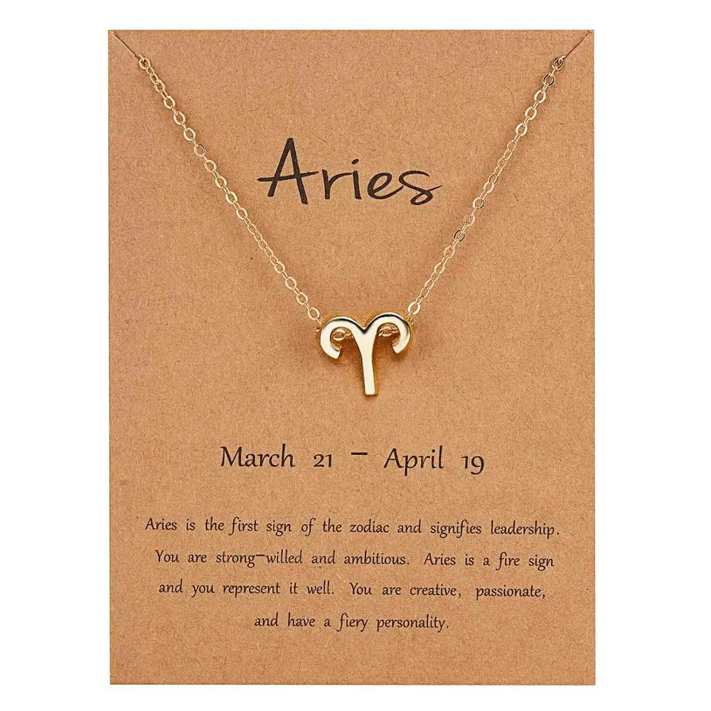 Aries-gold Belleper 12 Созвездие Знак зодиака ожерелье для женщин серебряные ювелирные изделия Leo Libra Aries кулон ожерелье Астрология - Окраска металла: Aries-gold