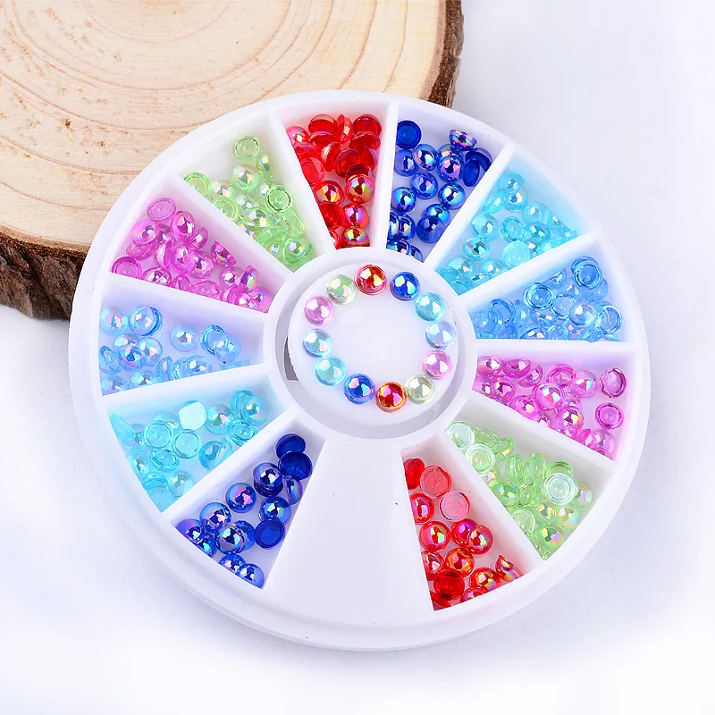 

1 Box White Circle Glitter Rhinestones Crystal Ab Non Fix Flatback Strass Sewing Fabric Garment Rhinestone Nail Art Stone