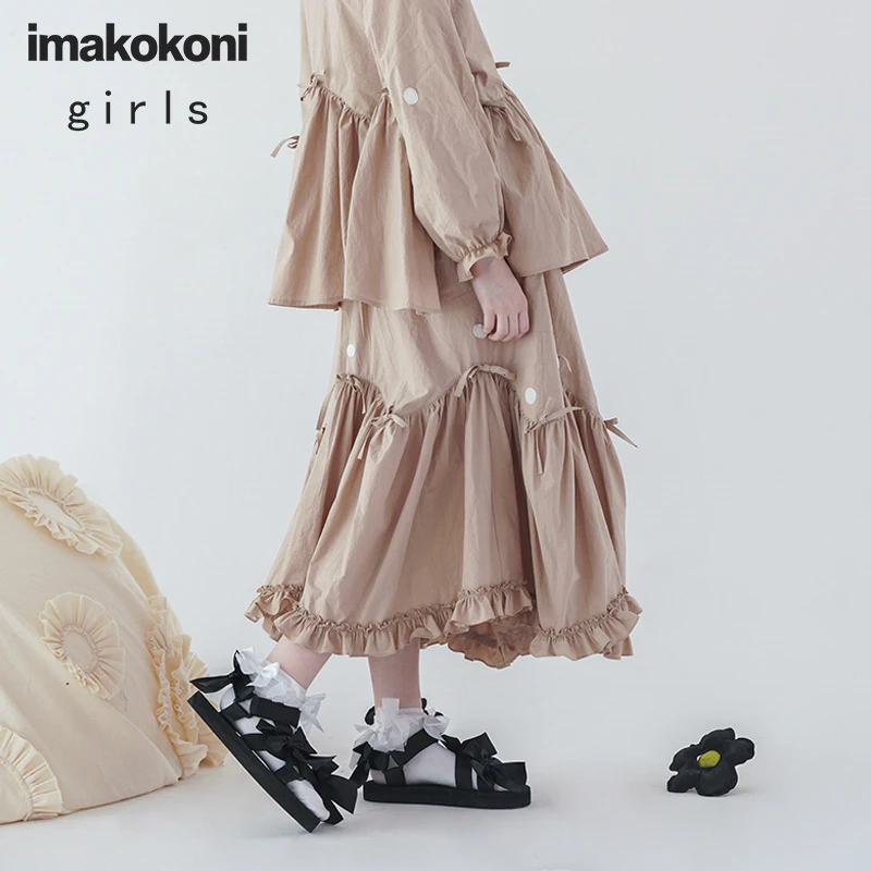 Женская универсальная юбка imakokoni цвета хаки оригинальный дизайн японский стиль 20