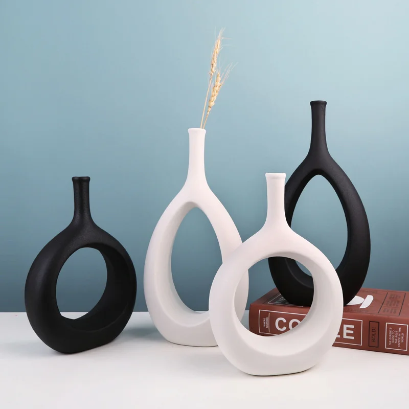 

Ceramic Hollow Vase Nordic Flower Pot Modern Art Planter Pots Office Living Room Desktop Interior Home Decoration Accessories