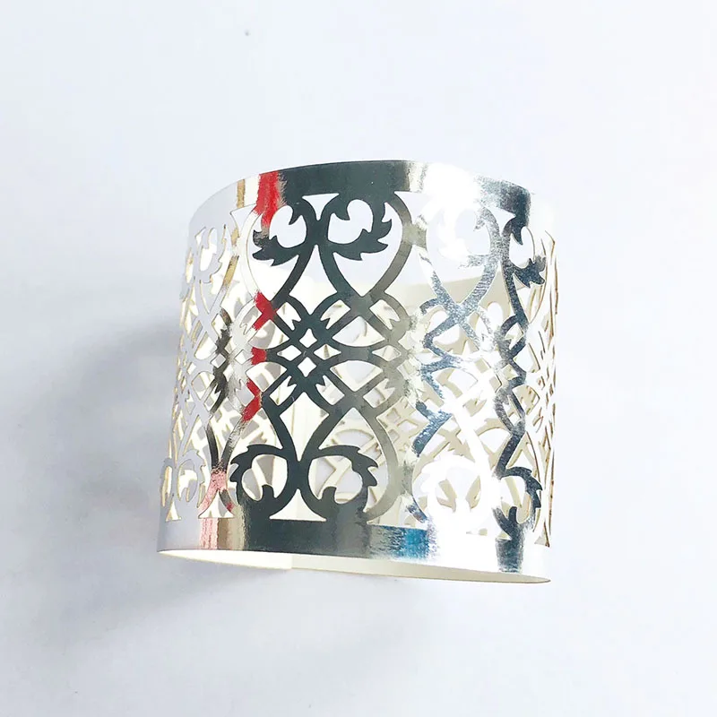 100 шт. кружевные бумажные кольца в цветочном стиле с лазерной резкой держатели