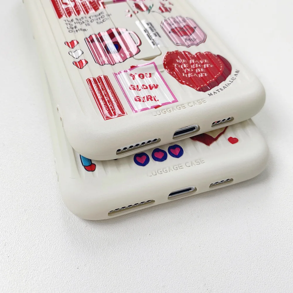 Shockproof Soft Stand Protect Case For iPhone 11 Pro Max SE 2020 SE2 Fashion Ins Cute Love Girl Cartoon for XR XS X |