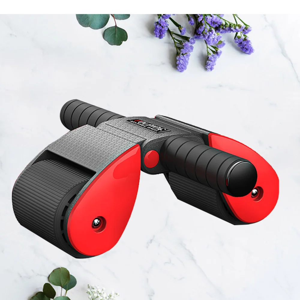 

1Pc Foldable Abdominal Exercise Roller Dual Wheels Trainer Home Gym Fitness Workout Training Equipment (Red)
