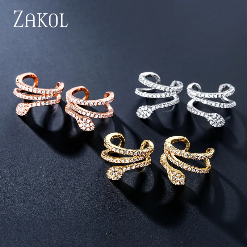 ZAKOL модные серьги-клипсы с фианитом AAA для женщин и девочек Простые Вечерние