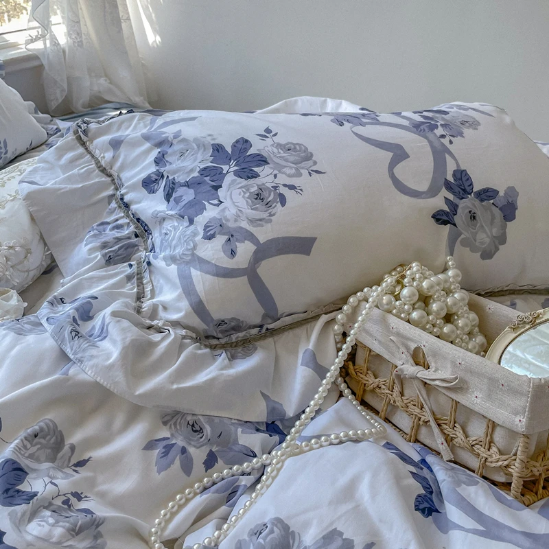 

Rose Cotton Four-Piece Cotton Quilt Cover Bed Sheet Bed Skirt 1.5/1.8 M Bed bedding set cotton comforter bedding sets