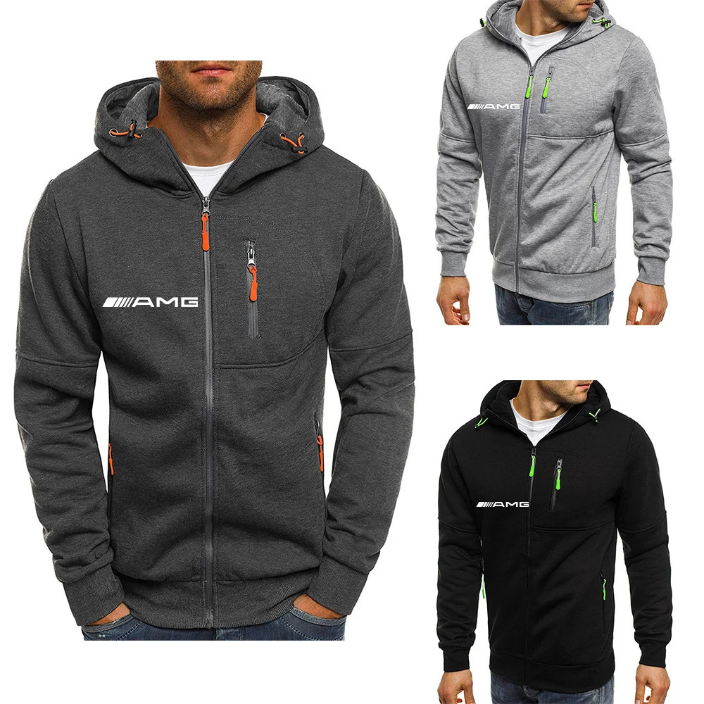 

2021 Spring Autumn AMG Men's Classic Sports Tops Jackets Men/Women Coat Pullovers Streetwear Couples Zipper Hooded