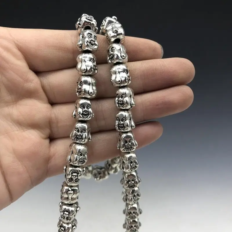 Коллекция китайское древнее тибетское серебро буддизм ожерелье из бисера.