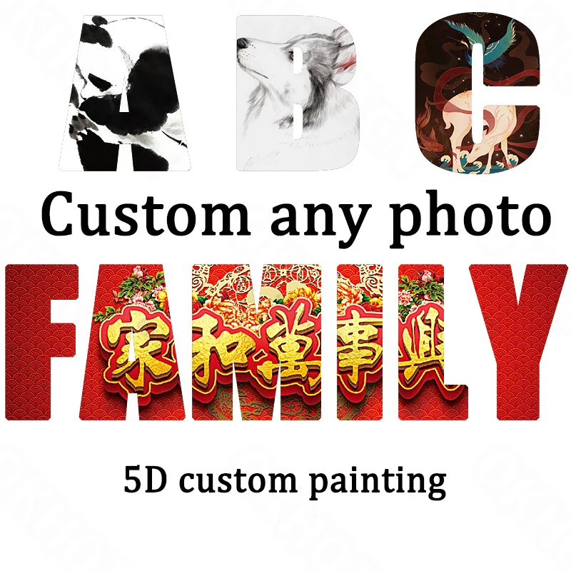 

Diy Custom Diamond Painting 5D Drawing Portrait Surname Letter Custom Square Diamond Round Diamond Home Gift Decoration Painting