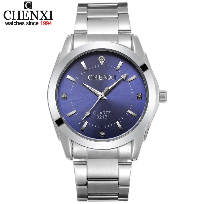 

CHENXI CX-021B Men fashion Brand Watches Steel boys Wristwatches Analog Quartz Man Clock Men's Watch (Black,Blue,White Dial)