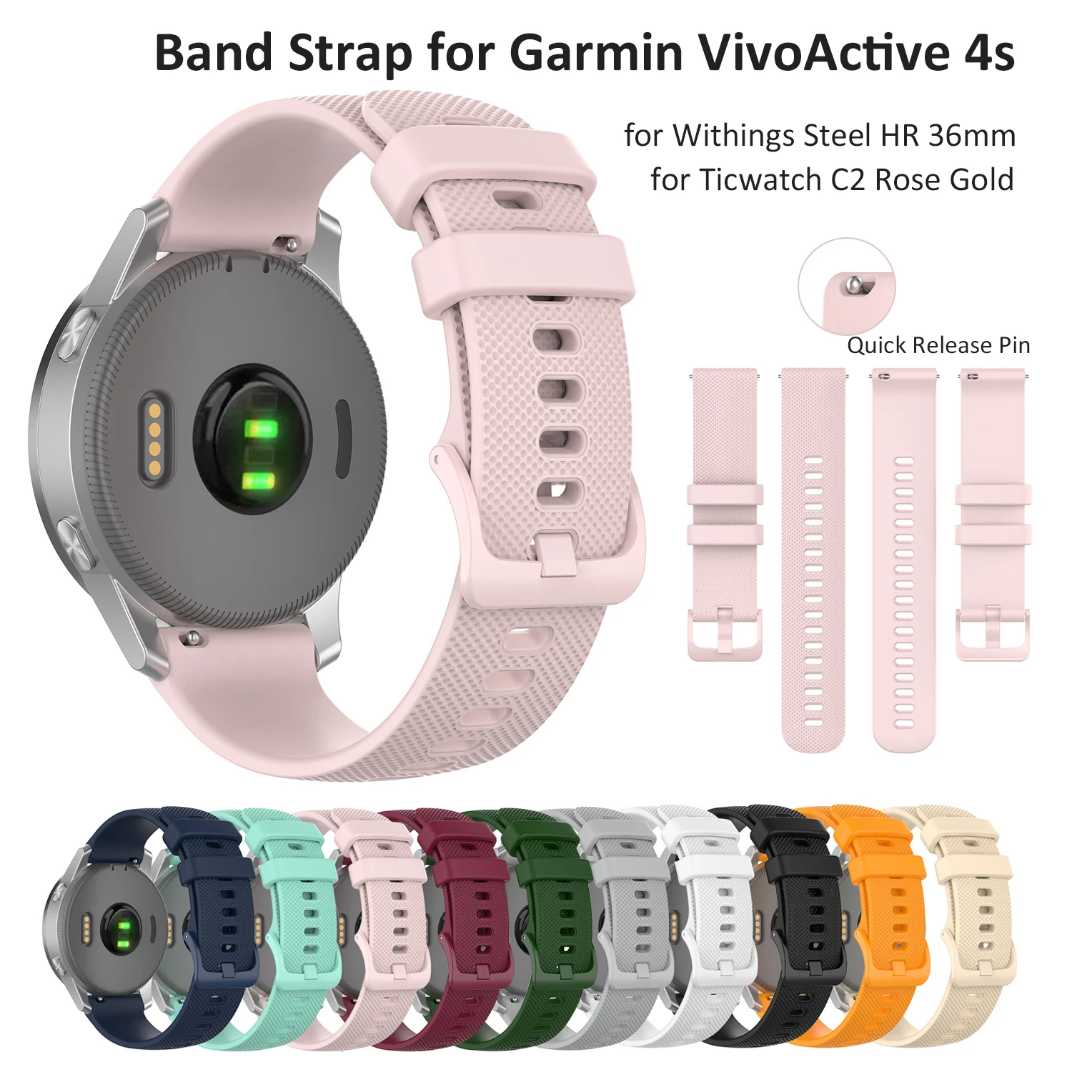 Ремешок для Fossil Q Venture Watch Band 18 мм черный быстросъемный браслет Gen 3 HR Women's 4 Sport |