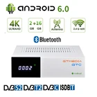 ТВ-приставка Android GTmedia GTC с системой Android 6,0 + DVB combo, встроенный Google store, 2,4G, Wi-Fi, простая установка спутникового ТВ