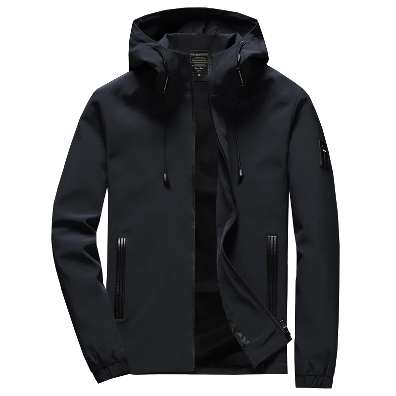 Men Zipper Winter Spring Autumn Casual Solid Hooded Jackets 