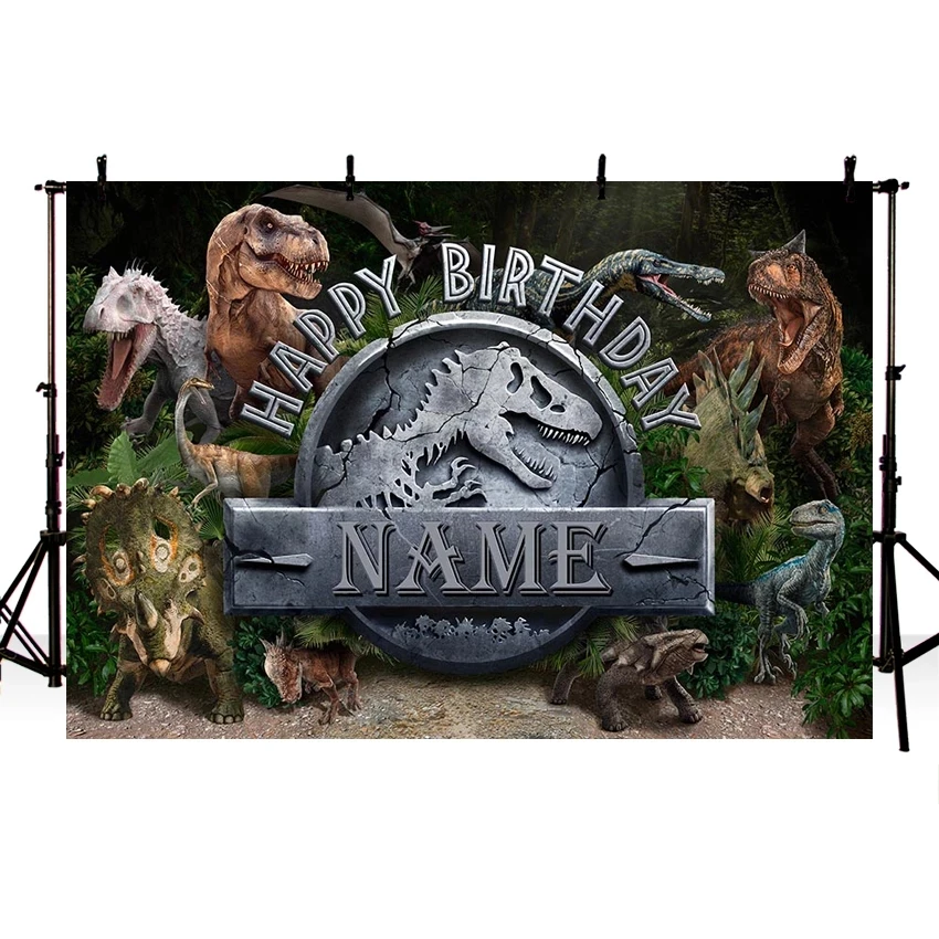 

Custom Jurassic Park World Dinosaur Theme Backdrop Kids 1st Birthday Party Photographic Studio Boy Photo Background Banner Prop