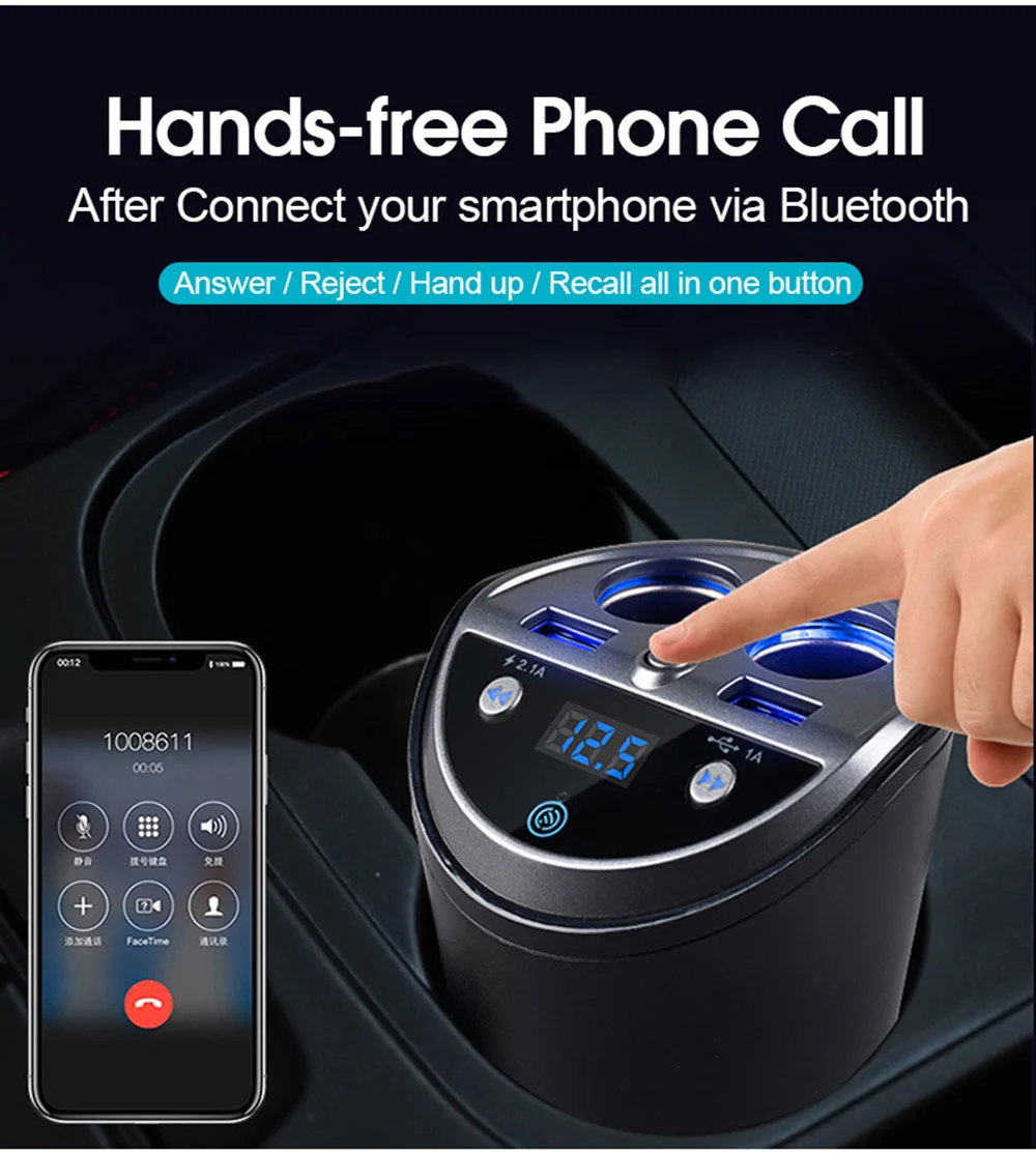 VR робот Bluetooth FM трансимтер модулятор Handsfree автомобильный комплект с подстаканником двойной прикуриватель Разветвитель USB зарядное устройство