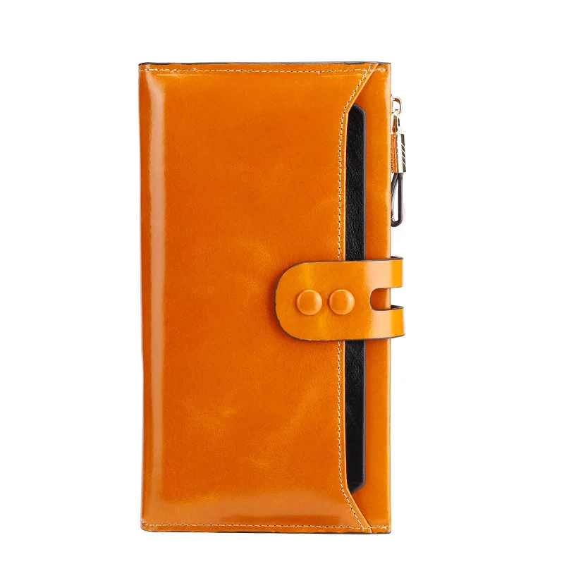 Women's leather long European and American handbag large capacity oil wax wallet | Багаж и сумки