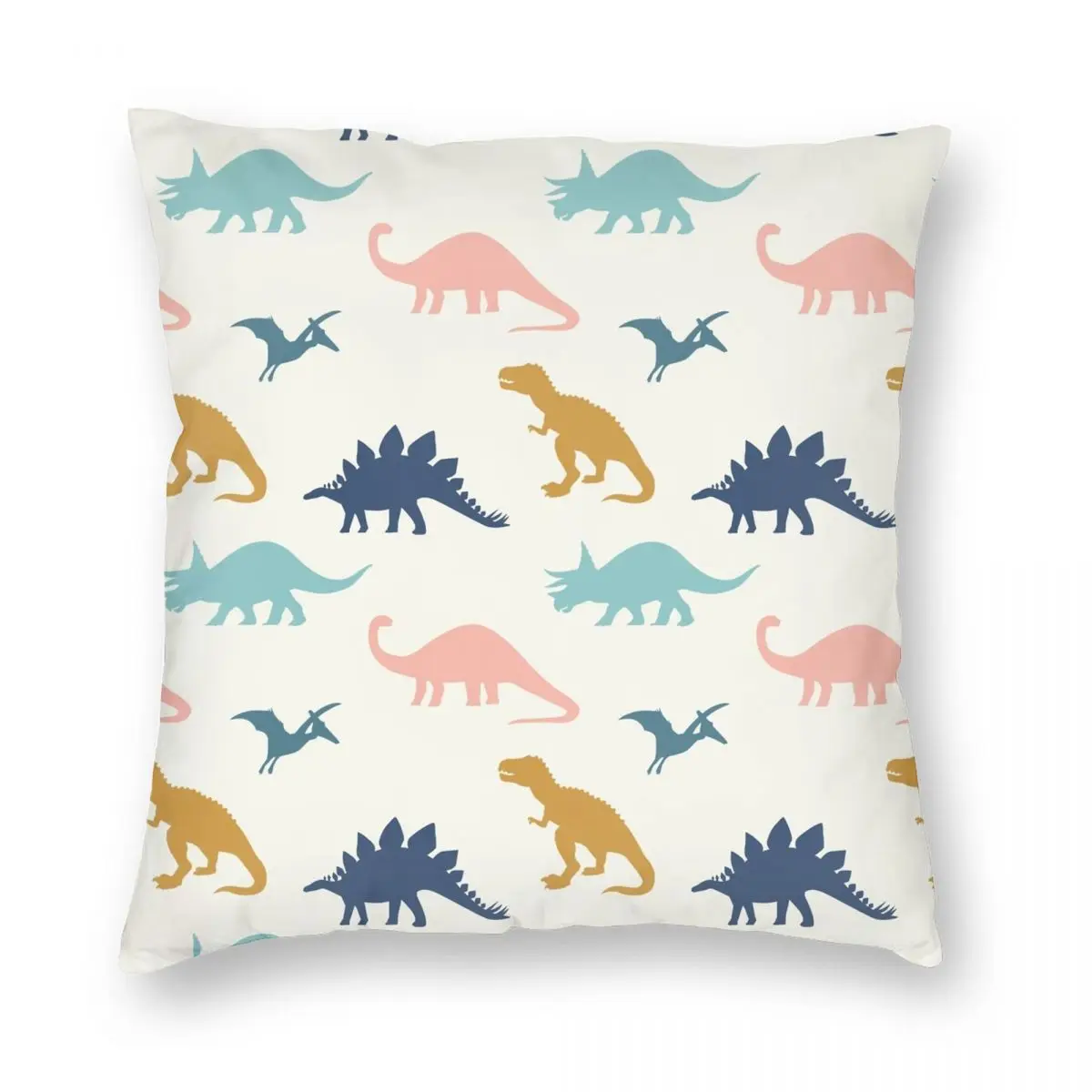 

Силуэты Динозавров в синем золотом квадратном цвете, наволочка из полиэстера, льняной бархатной ткани с принтом на молнии