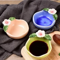 japanese and korean fashion plum lace hand painted ceramic kitchen seasoning dish ice cracked soy sauce vinegar tableware