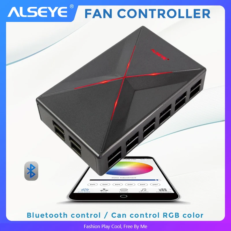 Alseye-controlador de Ventilador com Bluetooth Ventilador de Refrigeração do pc Controle de Velocidade e Rgb Aplicativo de Telefone Inteligente 14 Canais Sistema de Refrigeração